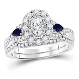 14kt White Gold Womens Oval Diamond Bridal Wedding Engagement Ring Band Set 1.00 Cttw (Certified)
