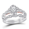 14kt Two-tone Gold Womens Round Diamond Bridal Wedding Engagement Ring Band Set 3/4 Cttw (Certified)