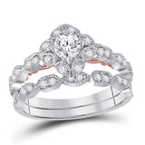 14kt Two-tone Gold Womens Round Diamond Bridal Wedding Engagement Ring Band Set 3/4 Cttw (Certified)