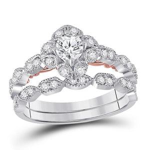 14kt Two-tone Gold Womens Round Diamond Bridal Wedding Engagement Ring Band Set 3/4 Cttw (Certified)