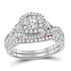 14kt Two-tone Gold Womens Round Diamond Bridal Wedding Engagement Ring Band Set 1.00 Cttw (Certified)