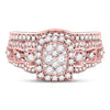 14kt Rose Gold Womens Round Diamond Bridal Wedding Engagement Ring Band Set 1.00 Cttw