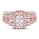 14kt Rose Gold Womens Round Diamond Bridal Wedding Engagement Ring Band Set 1.00 Cttw