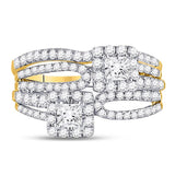 14kt Yellow Gold Womens Princess Diamond Bridal Wedding Engagement Ring Band Set 1.00 Cttw