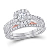 14kt Two-tone Gold Womens Round Diamond Bridal Wedding Engagement Ring Band Set 1.00 Cttw (Certified)