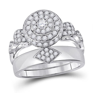 Womens Round Diamond Bridal Wedding Engagement Ring Band Set 1.00 Cttw