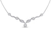 14kt White Gold Womens Princess Diamond Cocktail Cluster Necklace 1.00 Cttw
