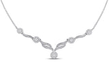 14kt White Gold Womens Princess Diamond Cocktail Cluster Necklace 1.00 Cttw