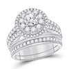 14kt White Gold Womens Round Diamond Bridal Wedding Engagement Ring Band Set 1-1/5 Cttw (Certified)