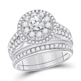 14kt White Gold Womens Round Diamond Bridal Wedding Engagement Ring Band Set 1-1/5 Cttw (Certified)