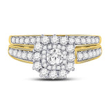 14kt Yellow Gold Womens Round Diamond Bridal Wedding Engagement Ring Band Set 1.00 Cttw (Certified)