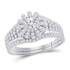 14kt White Gold Womens Round Diamond Bridal Wedding Engagement Ring Band Set 1.00 Cttw