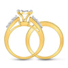 14kt Yellow Gold Womens Princess Diamond Bridal Wedding Engagement Ring Band Set 1.00 Cttw