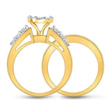 14kt Yellow Gold Womens Princess Diamond Bridal Wedding Engagement Ring Band Set 1.00 Cttw