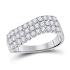 14kt White Gold Womens Round Diamond Contoured Triple Row Band Ring 1.00 Cttw