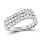 14kt White Gold Womens Round Diamond Contoured Triple Row Band Ring 1.00 Cttw