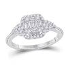 14kt White Gold Womens Baguette Diamond Fashion Cluster Ring 5/8 Cttw