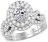 14kt White Gold Womens Oval Diamond Bridal Wedding Engagement Ring Band Set 2.00 Cttw (Certified)