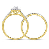 14kt Yellow Gold Womens Round Diamond Bridal Wedding Engagement Ring Band Set 1/2 Cttw (Certified)