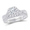 14kt White Gold Womens Round Diamond Bridal Wedding Engagement Ring Band Set 1.00 Cttw (Certified)
