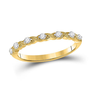 14kt Yellow Gold Womens Round Diamond XOXO Stackable Band Ring 1/8 Cttw