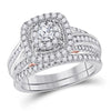 14kt Two-tone Gold Womens Round Diamond Bridal Wedding Engagement Ring Band Set 1.00 Cttw (Certified)