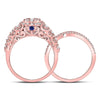 14kt Rose Gold Womens Round Diamond Bridal Wedding Engagement Ring Band Set 1.00 Cttw