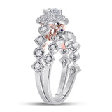 14kt Two-tone Gold Womens Round Diamond Bridal Wedding Engagement Ring Band Set 3/4 Cttw (Certified)