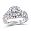 14kt Two-tone Gold Womens Round Diamond Bridal Wedding Engagement Ring Band Set 1.00 Cttw (Certified)