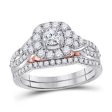 14kt Two-tone Gold Womens Round Diamond Bridal Wedding Engagement Ring Band Set 1.00 Cttw (Certified)