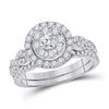 14kt White Gold Womens Round Diamond Bridal Wedding Engagement Ring Band Set 1.00 Cttw (Certified)