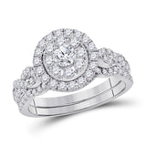 14kt White Gold Womens Round Diamond Bridal Wedding Engagement Ring Band Set 1.00 Cttw (Certified)