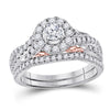 14kt Two-tone Gold Womens Round Diamond Bridal Wedding Engagement Ring Band Set 1.00 Cttw (Certified)