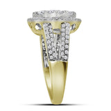 14kt Yellow Gold Womens Round Diamond Right Hand Cluster Ring 1-3/4 Cttw
