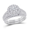 14kt White Gold Womens Round Diamond Bridal Wedding Engagement Ring Band Set 1.00 Cttw (Certified)