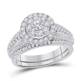 14kt White Gold Womens Round Diamond Bridal Wedding Engagement Ring Band Set 1.00 Cttw (Certified)