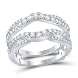 14kt White Gold Womens Round Diamond Wrap Ring Guard Enhancer 5/8 Cttw
