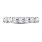 14kt White Gold Womens Round Diamond Classic Anniversary Band Ring 1.00 Cttw
