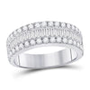 14kt White Gold Womens Baguette Diamond Anniversary Band Ring 1-1/2 Cttw