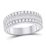 14kt White Gold Womens Baguette Diamond Anniversary Band Ring 1-1/2 Cttw