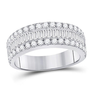 14kt White Gold Womens Baguette Diamond Anniversary Band Ring 1-1/2 Cttw