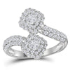 14kt White Gold Womens Princess Diamond 2-stone Bridal Wedding Engagement Ring 1.00 Cttw (Certified)