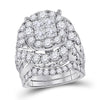 14kt White Gold Womens Princess Diamond Bridal Wedding Engagement Ring Band Set 5-5/8 Cttw