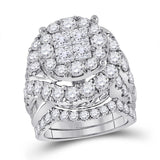 14kt White Gold Womens Princess Diamond Bridal Wedding Engagement Ring Band Set 5-5/8 Cttw