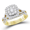 14kt Yellow Gold Womens Round Diamond Bridal Wedding Engagement Ring Band Set 1.00 Cttw (Certified)