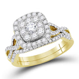 14kt Yellow Gold Womens Round Diamond Bridal Wedding Engagement Ring Band Set 1.00 Cttw (Certified)