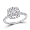 14kt White Gold Womens Princess Diamond Cluster Bridal Wedding Engagement Ring 1/2 Cttw