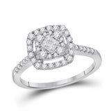 14kt White Gold Womens Princess Diamond Cluster Bridal Wedding Engagement Ring 1/2 Cttw
