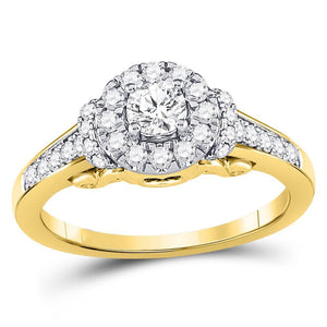 14kt Yellow Gold Womens Round Diamond Solitaire Bridal Wedding Engagement Ring 1/2 Cttw (Certified)