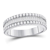 14kt White Gold Womens Baguette Diamond Anniversary Band Ring 7/8 Cttw